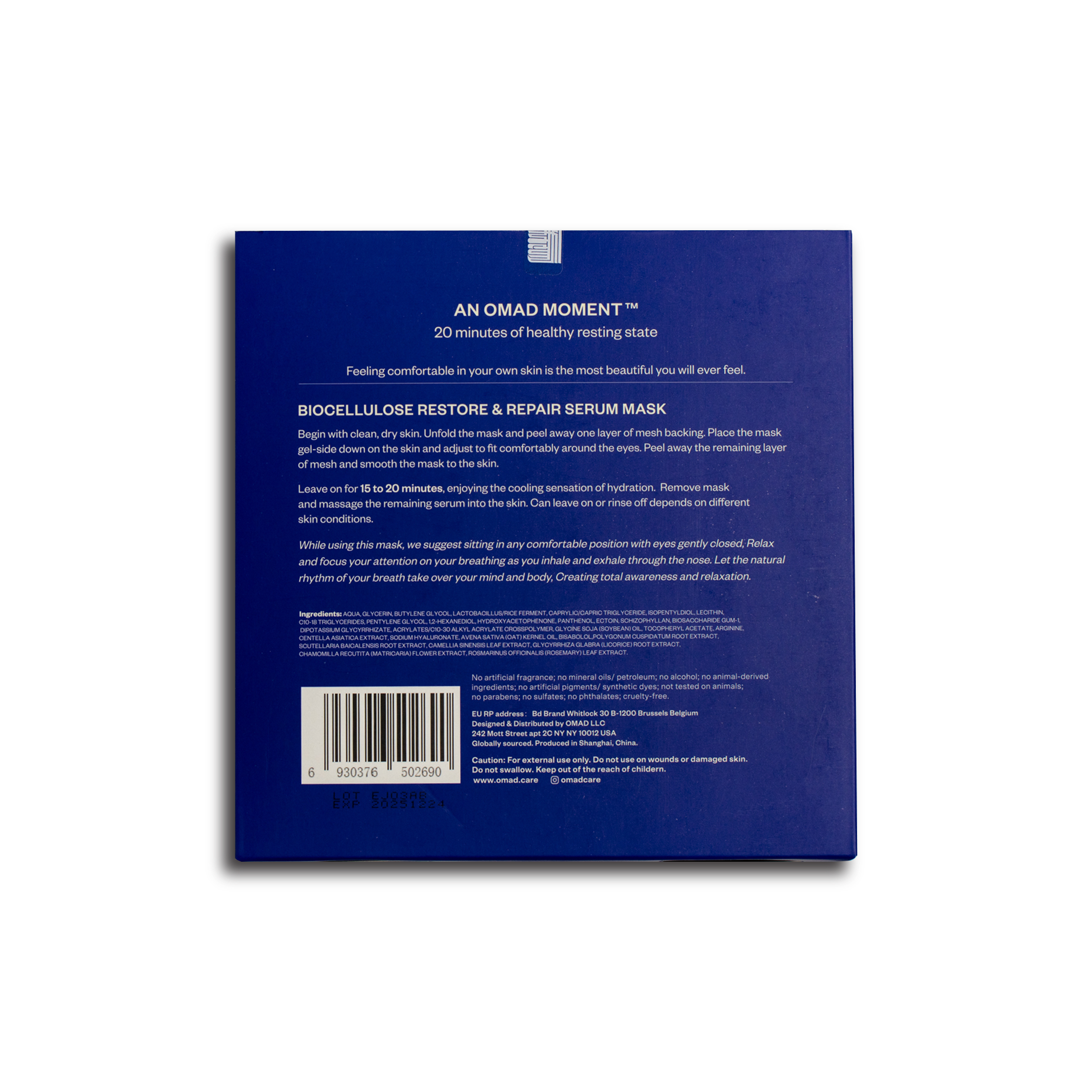 OMAD Bio Cellulose Restore & Repair Serum Mask: Box (4 Sheets)